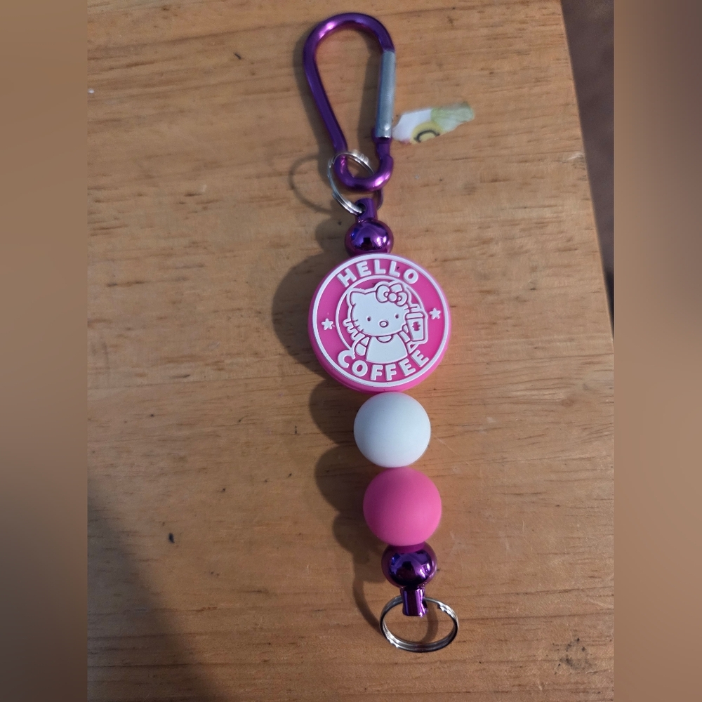 Hello Kitty Coffee Pink and White Key Holder Hand Made